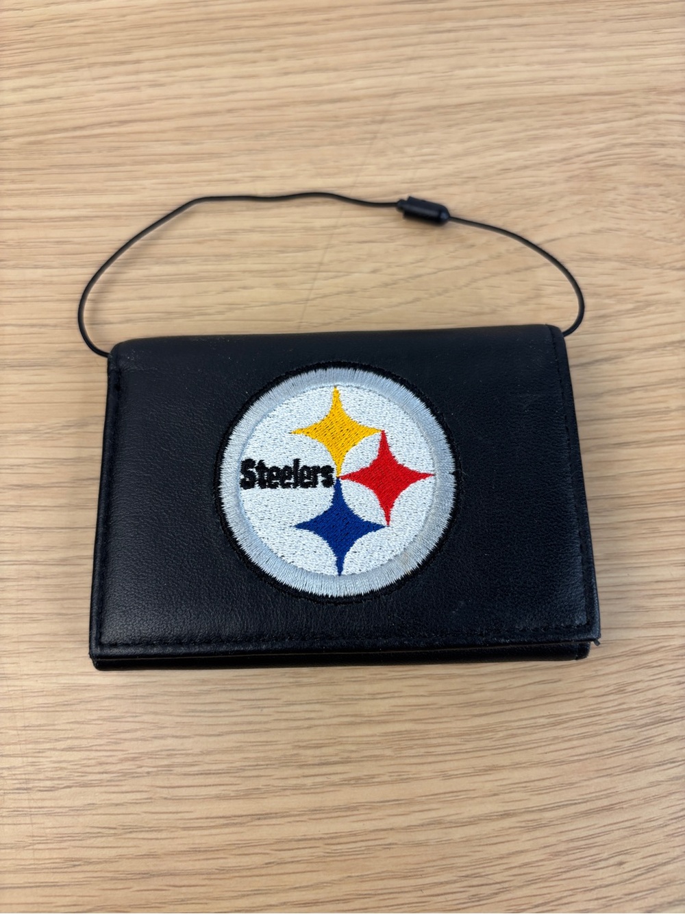 Pittsburgh‎ Steelers Black Leather Wallet with Logo Patch NEW!